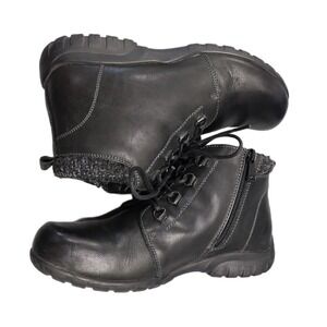 Propét Delaney Ankle Boots Womens 7.5D Wide Black Leather Cushioned Side Zip